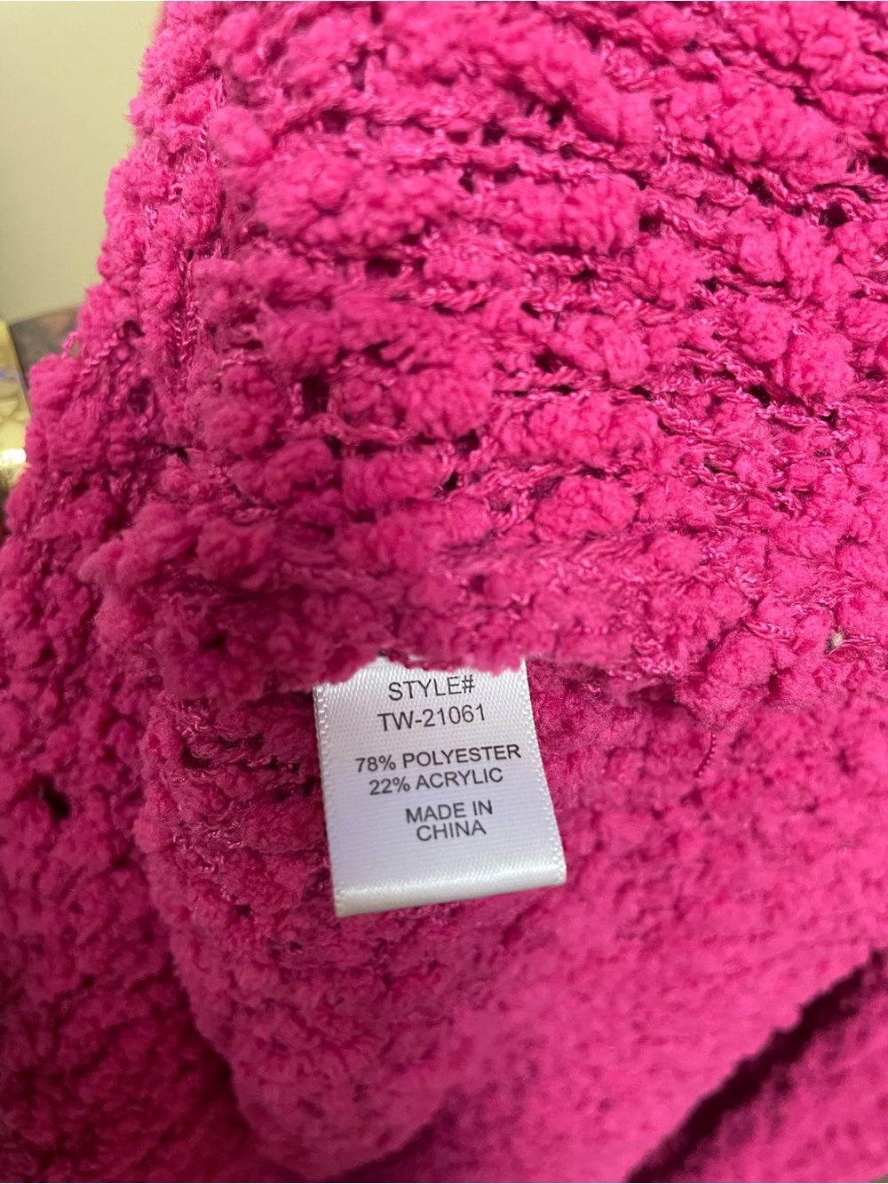 Zenana Outfitters Fuchsia Bouclé Button-Front Cardigan - Picture 6 of 8